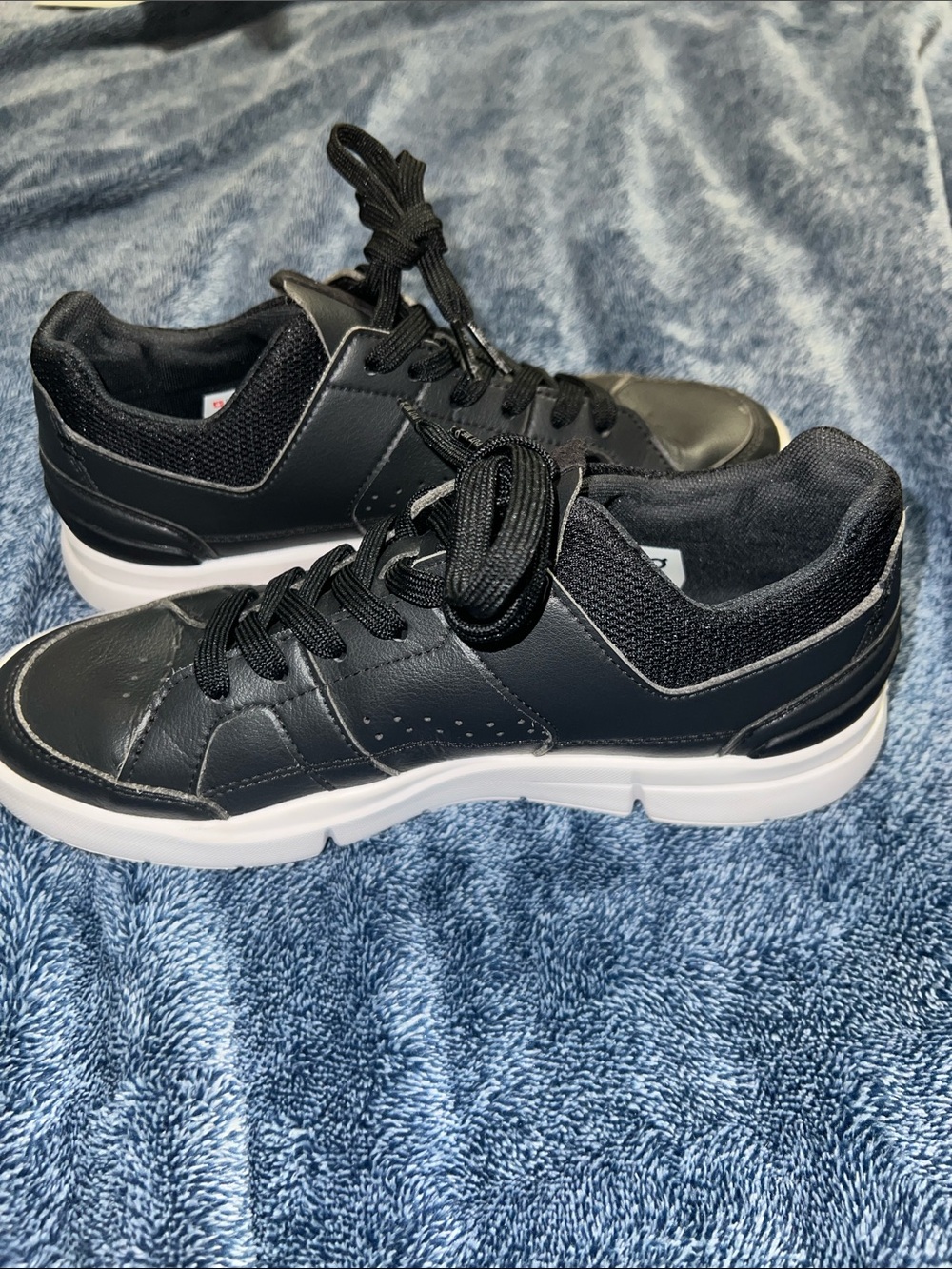 On Cloud Women's Speedboard Black Leather Sneakers with White Sole - Picture 5 of 8